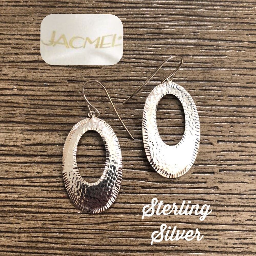 JCM JACMEL Sterling Silver Hammered Oval Earrings